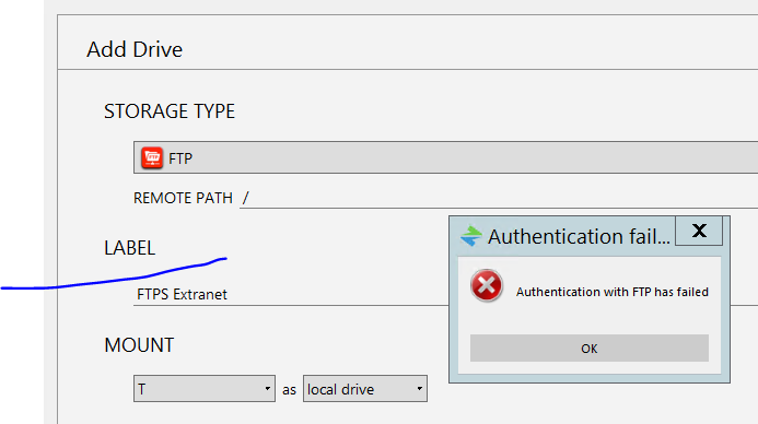 netdrive 3 authentication fails